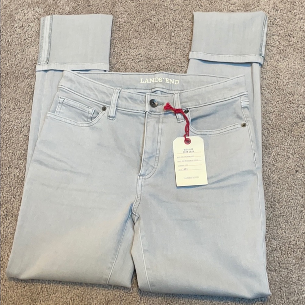 Lands End women’s gray denim jeans 6 NEW mid rise